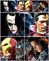 VS DC-Comics : set 4pcs | Pop-Art paintings DC-Comics characters