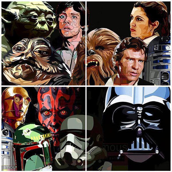 Star Wars group : set 4pcs | Pop-Art paintings Star-Wars characters