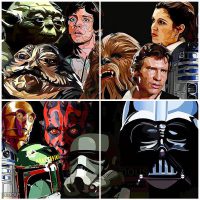 Star Wars group : set 4pcs | imágenes Pop-Art personajes Star-Wars