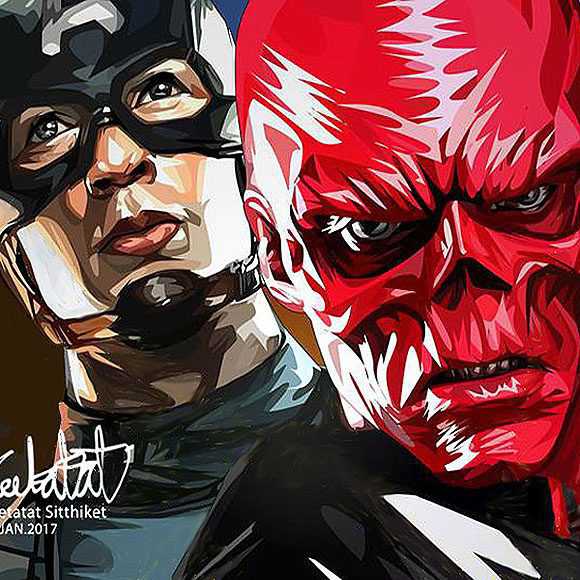 Cap & Red Skull | Pop-Art paintings Marvel characters