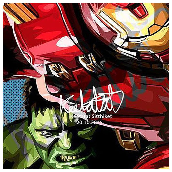 Hulk & Hulk Buster | Pop-Art paintings Marvel characters