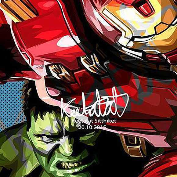 Hulk & Hulk Buster | Pop-Art paintings Marvel characters