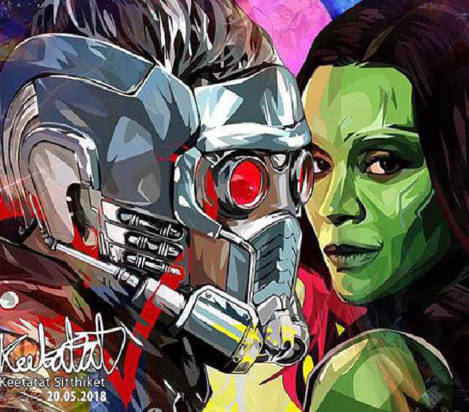 Starlord & Gamora | Pop-Art paintings Marvel characters