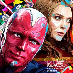 Vision & Scarlet Witch | Pop-Art paintings Marvel characters