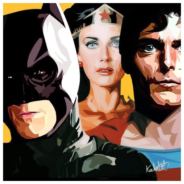 Trio DC : Bat/Won/Sup | imágenes Pop-Art personajes DC-Comics