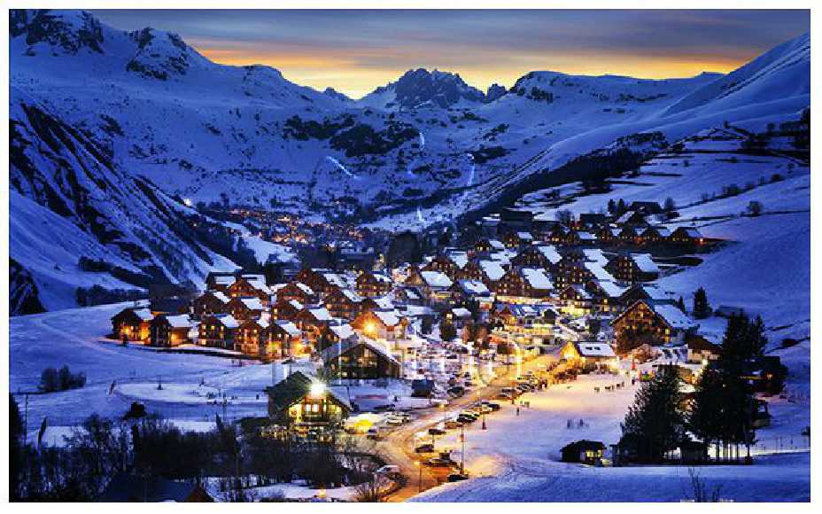 Beautiful Dusk in French Alps Resort | Pintoo puzzles 1000 pieces