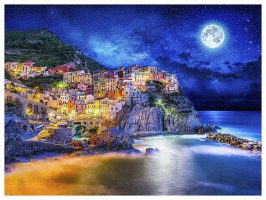Starry Night of Cinque Terre Italy | puzzles Pintoo 1200 peces