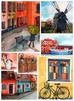 Beautiful Collage of Tranquil Streets | puzzles Pintoo 300 peces