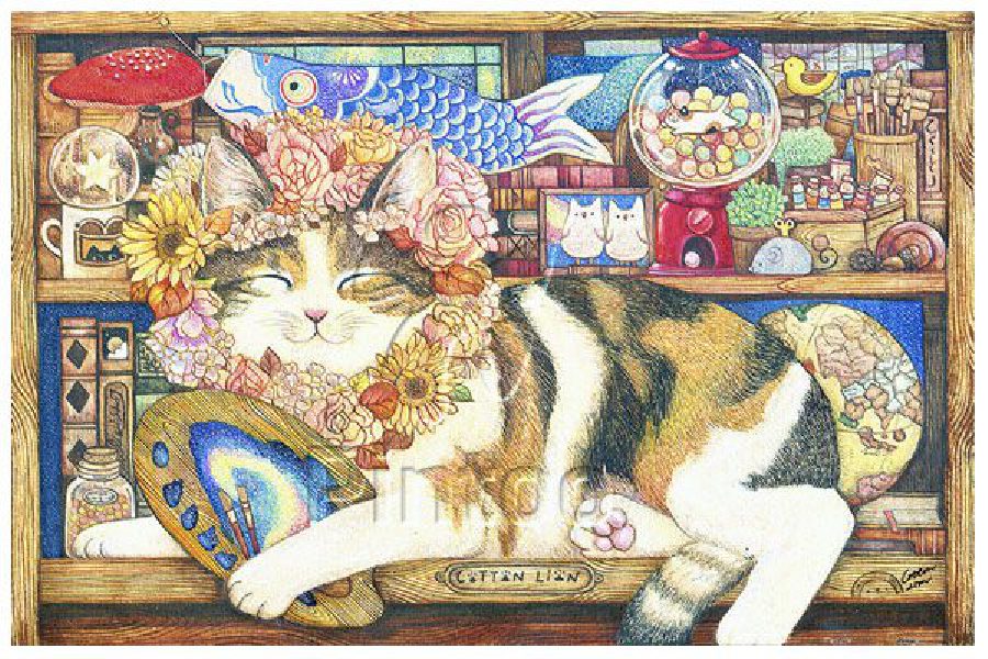 Cotton Lion : Cat Artist | puzzles Pintoo 600 piezas