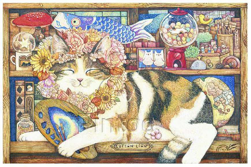 Cotton Lion : Cat Artist | puzzles Pintoo 600 piezas