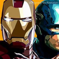 Super Heroes yellow : set 4pcs | Pop-Art paintings Marvel characters