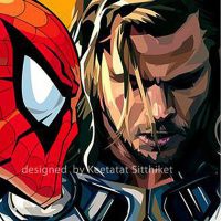 Super Heroes yellow : set 4pcs | Pop-Art paintings Marvel characters