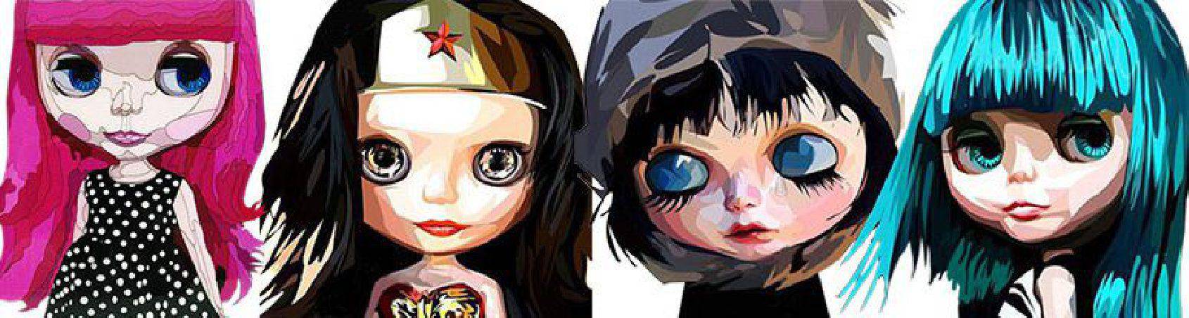 Pop-Art style paintings: comic & cartoon - Blythe dolls