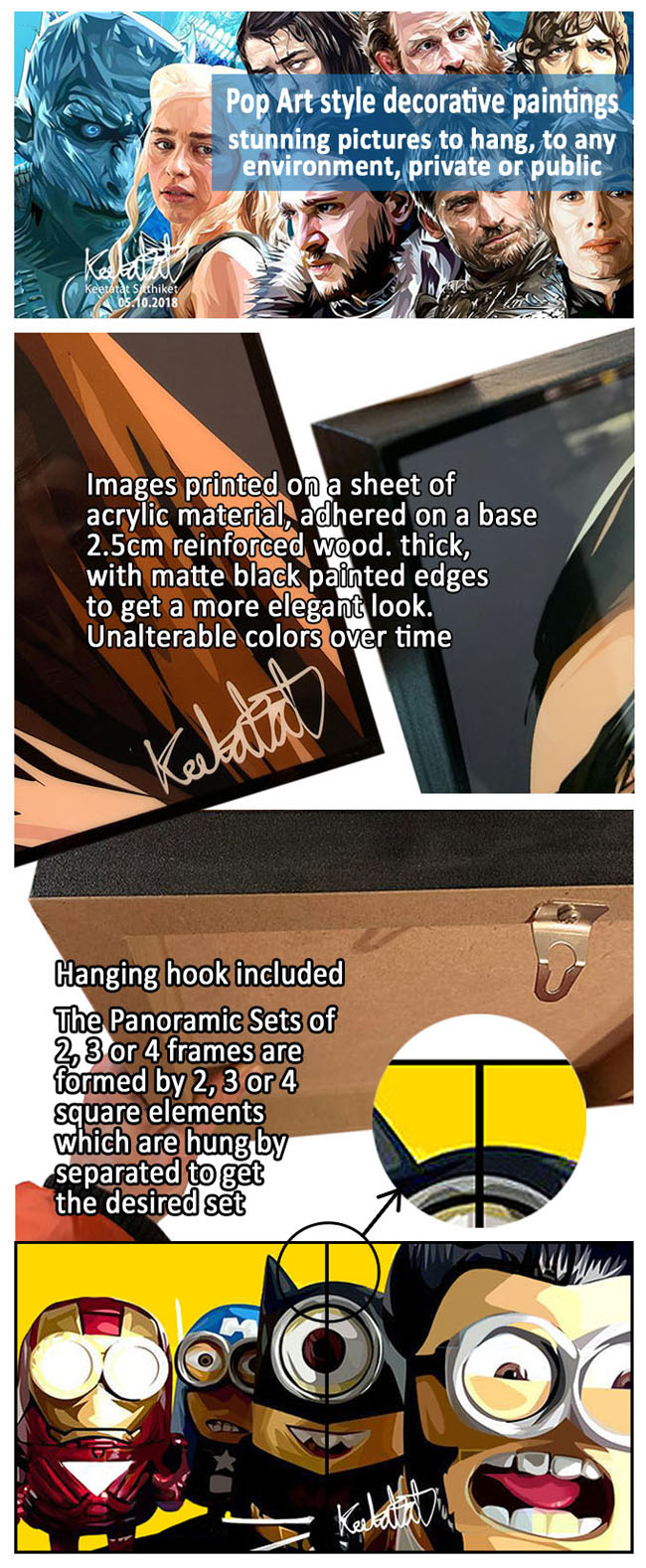 information and details about the paintings for Pop Art style decoration
