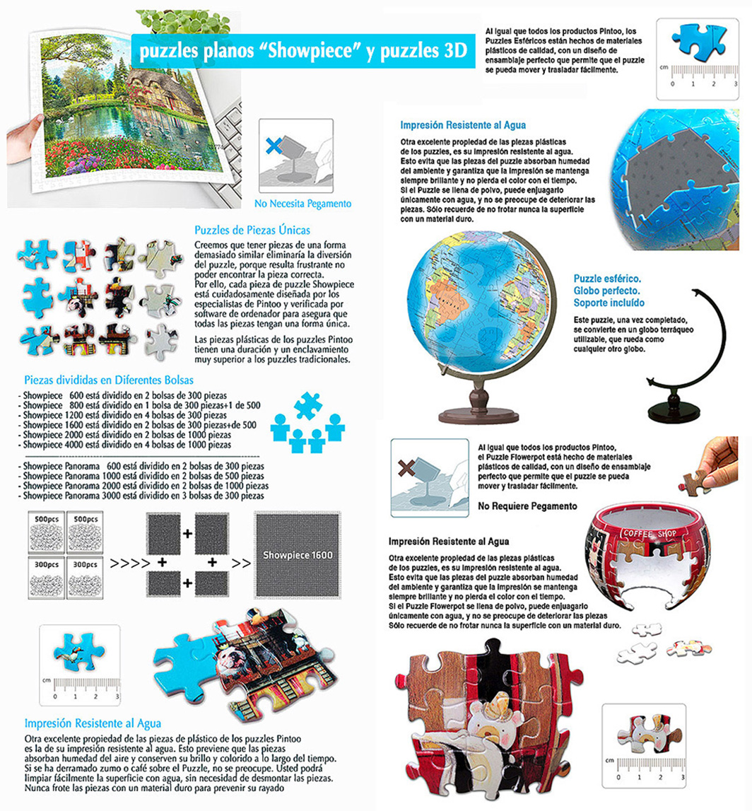 información puzzles Pintoo : planos Showpiece y 3D