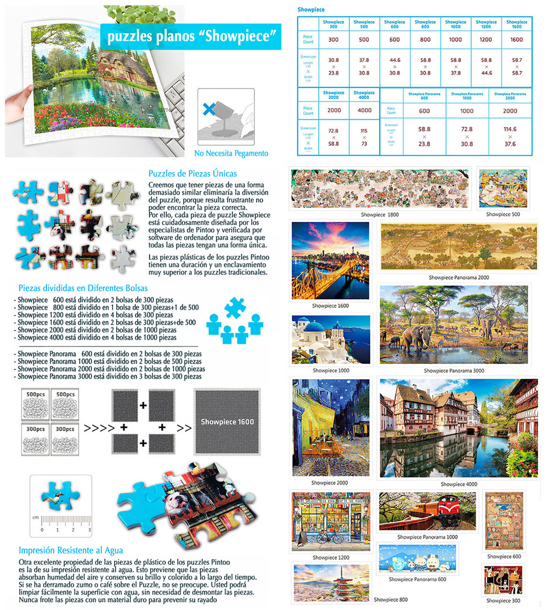 información sobre los puzzles planos Pintoo Showpiece 300 piezas - 4000 piezas
